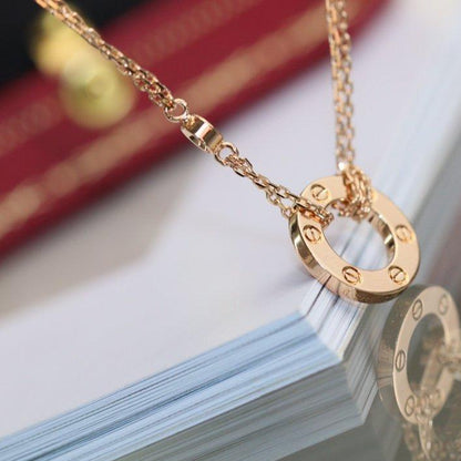 [CharmAmor]LOVE NECKLACE ADJUSTABLE ROSE GOLD 2 DIAMOND