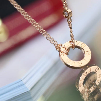 [CharmAmor]LOVE NECKLACE ADJUSTABLE ROSE GOLD 2 DIAMOND