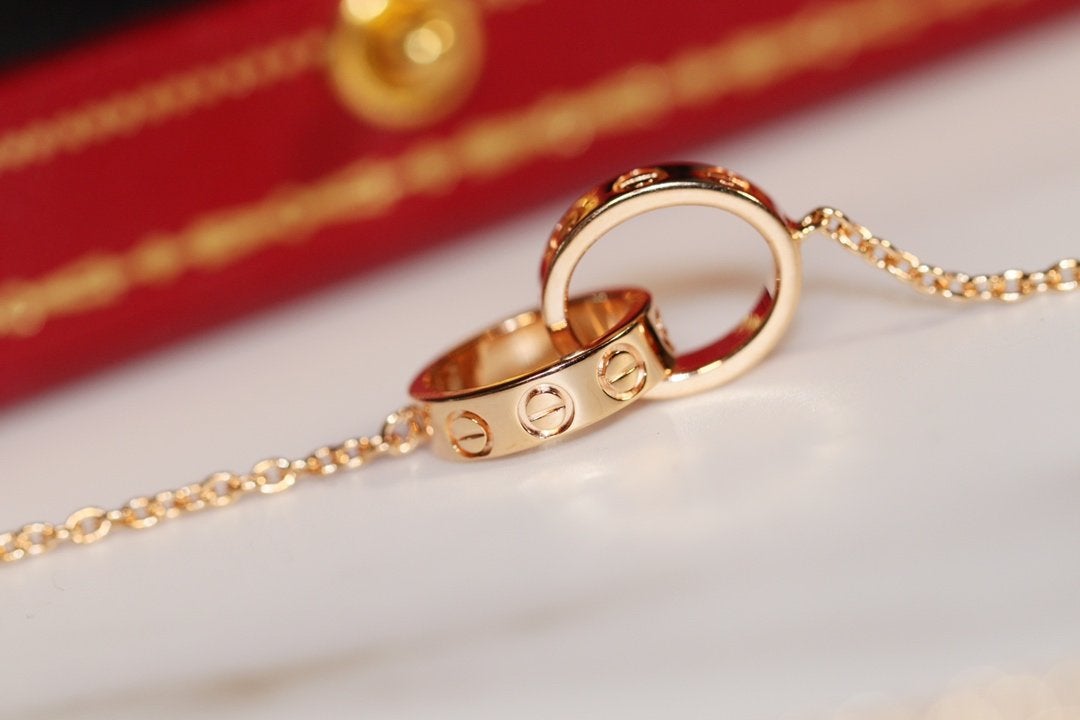 [CharmAmor]LOVE NECKLACE PINK GOLD AND SILVER