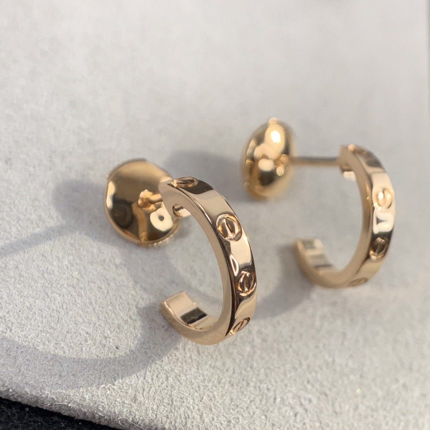 [CharmAmor]LOVE EARRINGS 2.65MM PINK GOLD