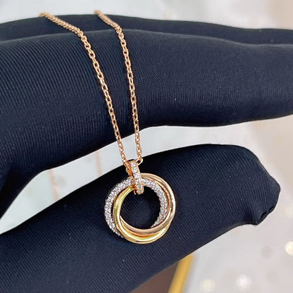[CharmAmor]TRINITY NECKLACE SILVER GOLD PINK GOLD DIAMONDS