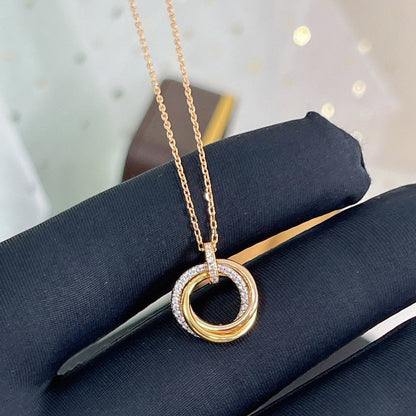 [CharmAmor]TRINITY NECKLACE SILVER GOLD PINK GOLD DIAMONDS