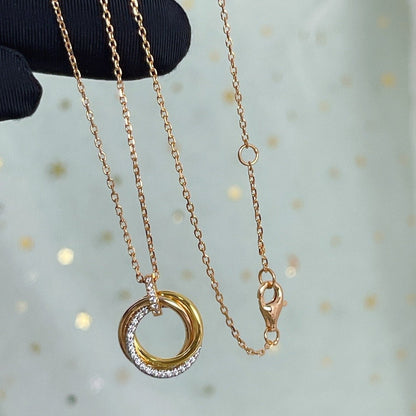 [CharmAmor]TRINITY NECKLACE SILVER GOLD PINK GOLD DIAMONDS