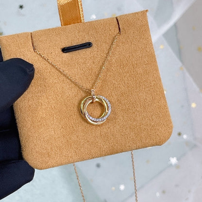 [CharmAmor]TRINITY NECKLACE SILVER GOLD PINK GOLD DIAMONDS