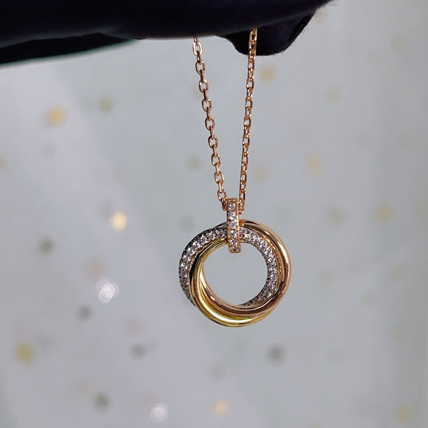 [CharmAmor]TRINITY NECKLACE SILVER GOLD PINK GOLD DIAMONDS