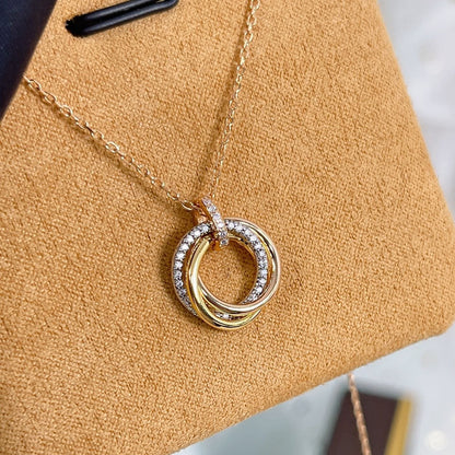 [CharmAmor]TRINITY NECKLACE SILVER GOLD PINK GOLD DIAMONDS