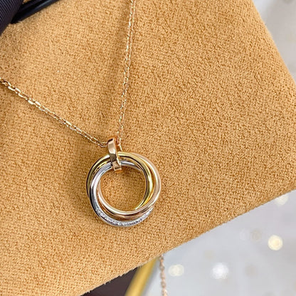 [CharmAmor]TRINITY NECKLACE SILVER GOLD PINK GOLD DIAMONDS