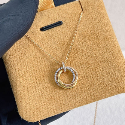 [CharmAmor]TRINITY NECKLACE SILVER GOLD PINK GOLD DIAMONDS