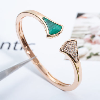 [CharmAmor]DREAM BRACELET OPEN MALACHITE PINK GOLD