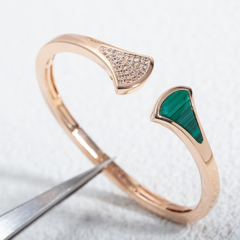 [CharmAmor]DREAM BRACELET OPEN MALACHITE PINK GOLD