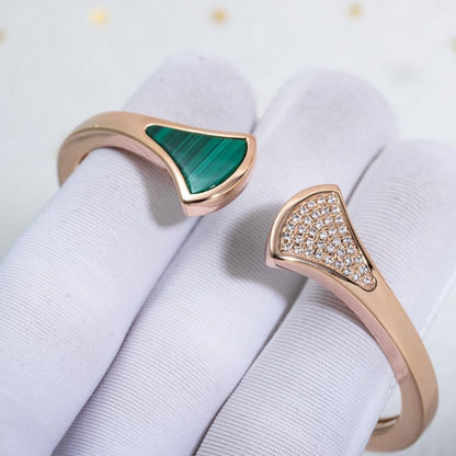 [CharmAmor]DREAM BRACELET OPEN MALACHITE PINK GOLD