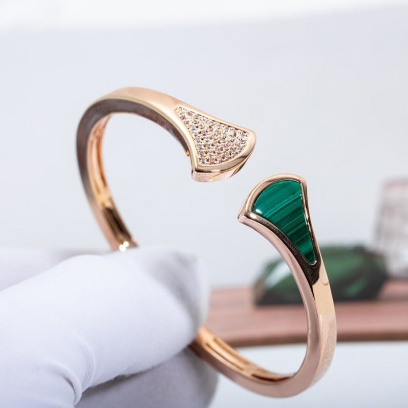 [CharmAmor]DREAM BRACELET OPEN MALACHITE PINK GOLD