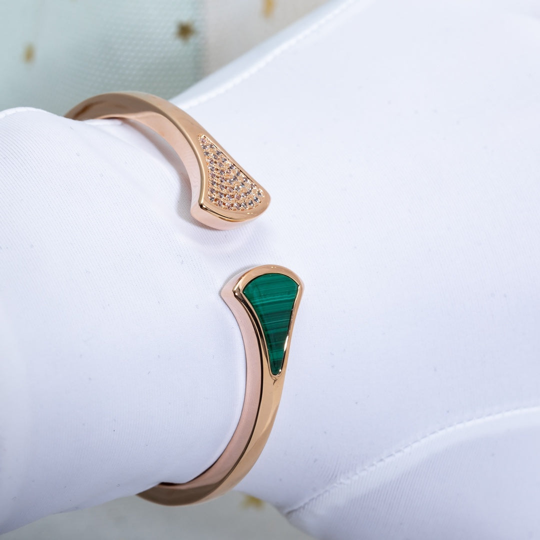 [CharmAmor]DREAM BRACELET OPEN MALACHITE PINK GOLD