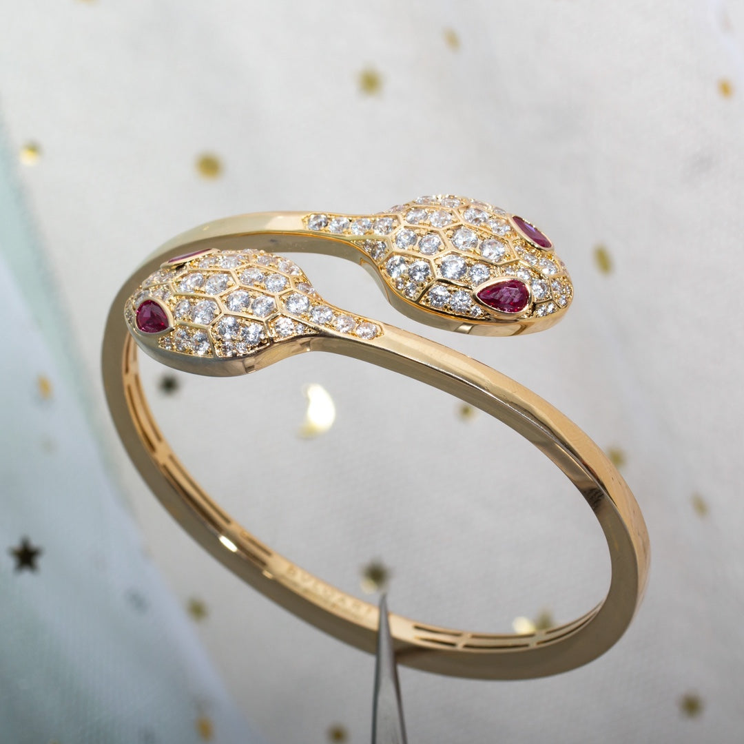 [CharmAmor]SERPENTI BRACELET PINK GOLD DIAMOND DOUBLE SNAKE