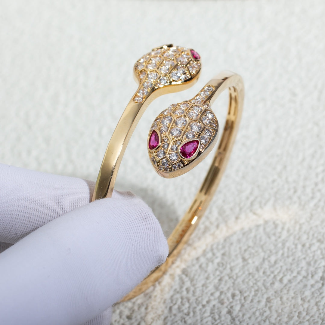[CharmAmor]SERPENTI BRACELET PINK GOLD DIAMOND DOUBLE SNAKE