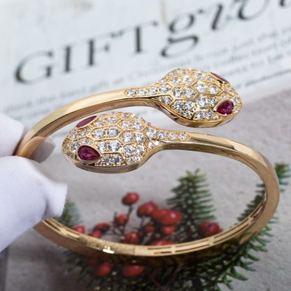 [CharmAmor]SERPENTI BRACELET PINK GOLD DIAMOND DOUBLE SNAKE