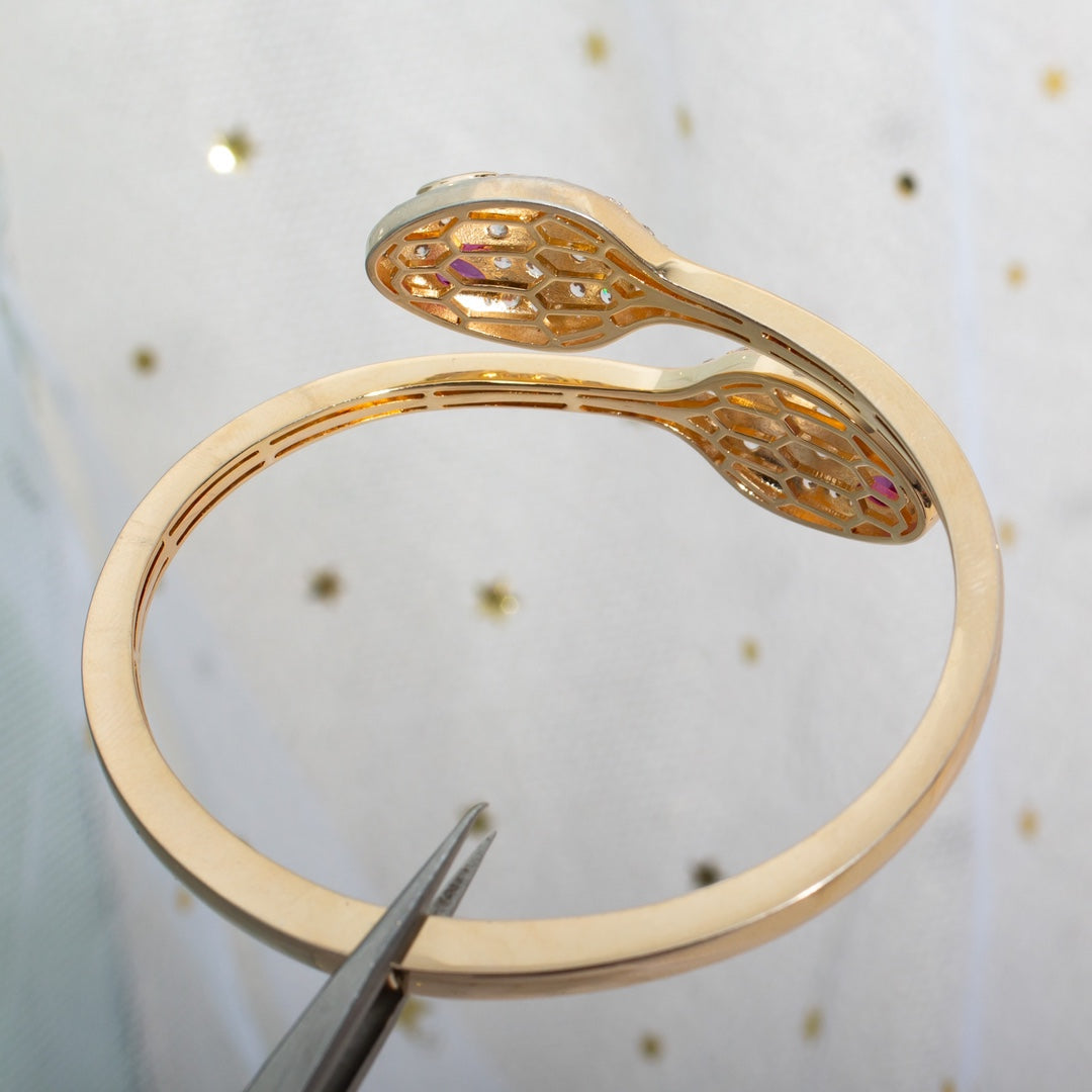 [CharmAmor]SERPENTI BRACELET PINK GOLD DIAMOND DOUBLE SNAKE