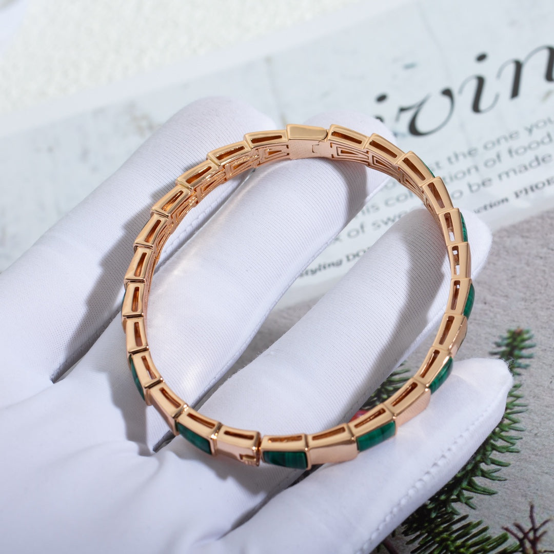 [CharmAmor]SERPENTI BRACELET PINK GOLD MALACHITE