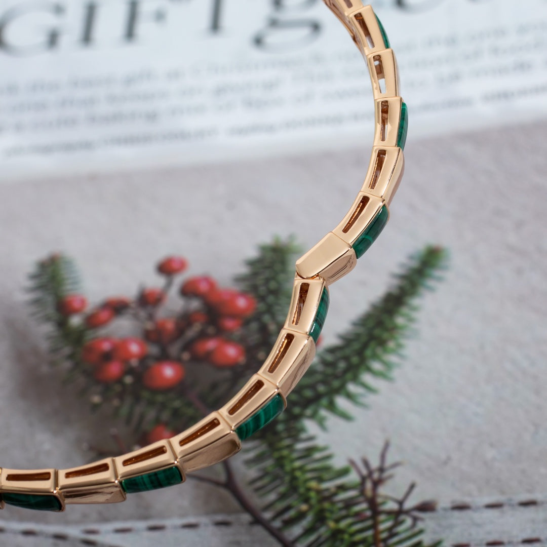 [CharmAmor]SERPENTI BRACELET PINK GOLD MALACHITE