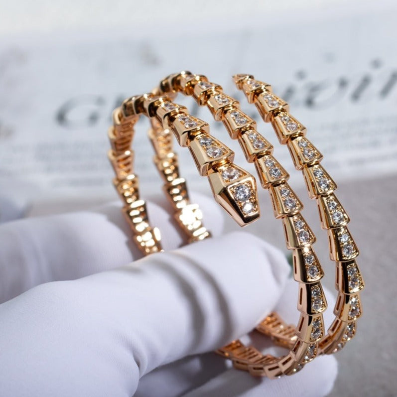 [CharmAmor]SERPENTI BRACELET PINK GOLD DIAMOND DOUBLE ROW