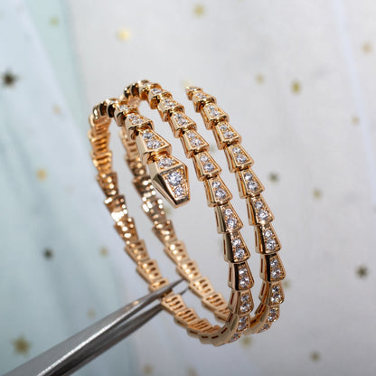 [CharmAmor]SERPENTI BRACELET PINK GOLD DIAMOND DOUBLE ROW