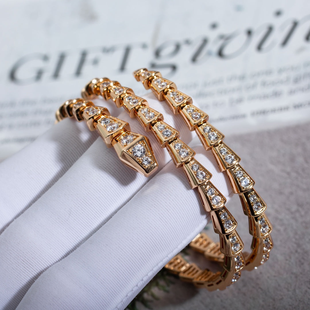 [CharmAmor]SERPENTI BRACELET PINK GOLD DIAMOND DOUBLE ROW