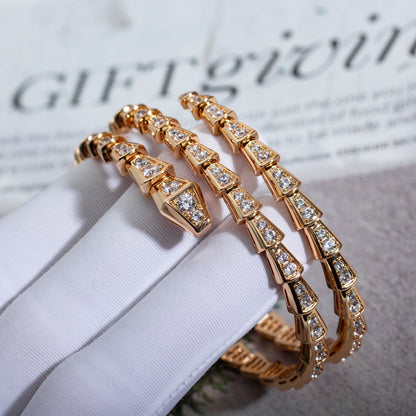 [CharmAmor]SERPENTI BRACELET PINK GOLD DIAMOND DOUBLE ROW