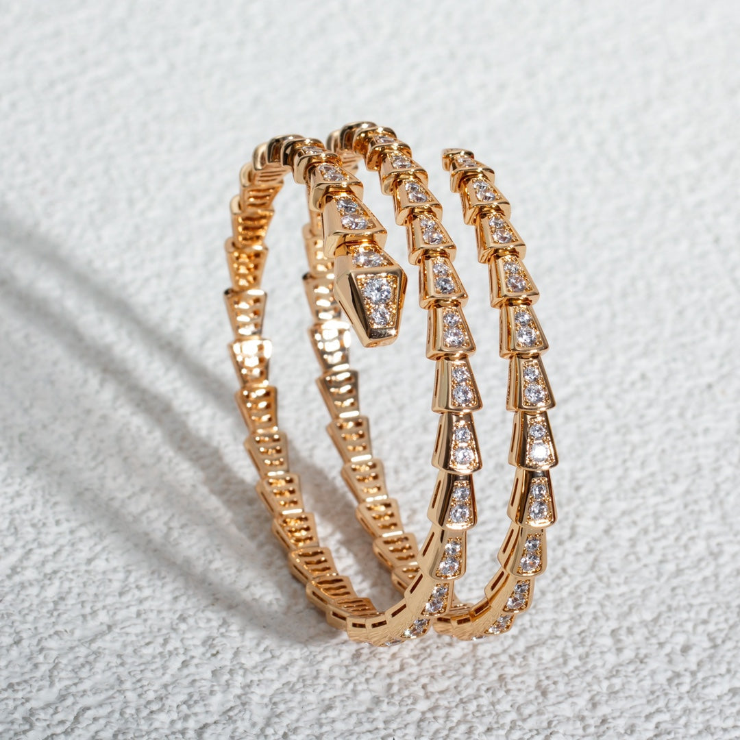 [CharmAmor]SERPENTI BRACELET PINK GOLD DIAMOND DOUBLE ROW