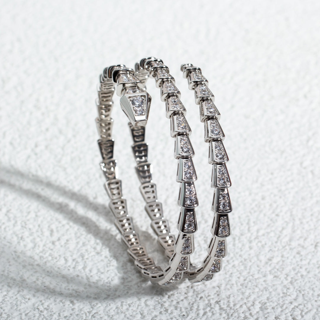 [CharmAmor]SERPENTI BRACELET SILVER DIAMOND DOUBLE ROW