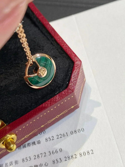 [CharmAmor]AMULETTE ROSE GOLD MALACHITE NECKLACE
