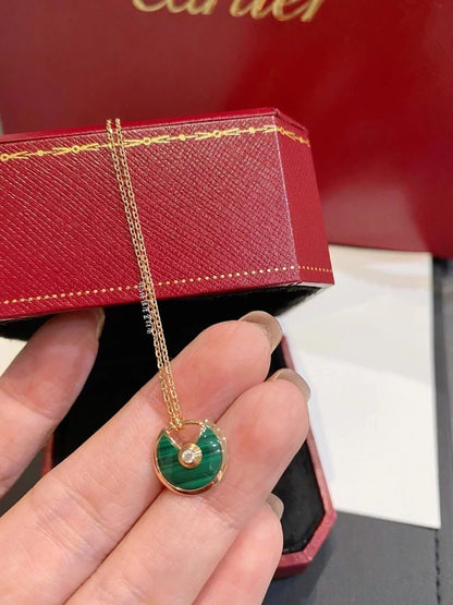 [CharmAmor]AMULETTE ROSE GOLD MALACHITE NECKLACE