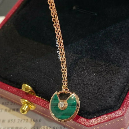 [CharmAmor]AMULETTE ROSE GOLD MALACHITE NECKLACE
