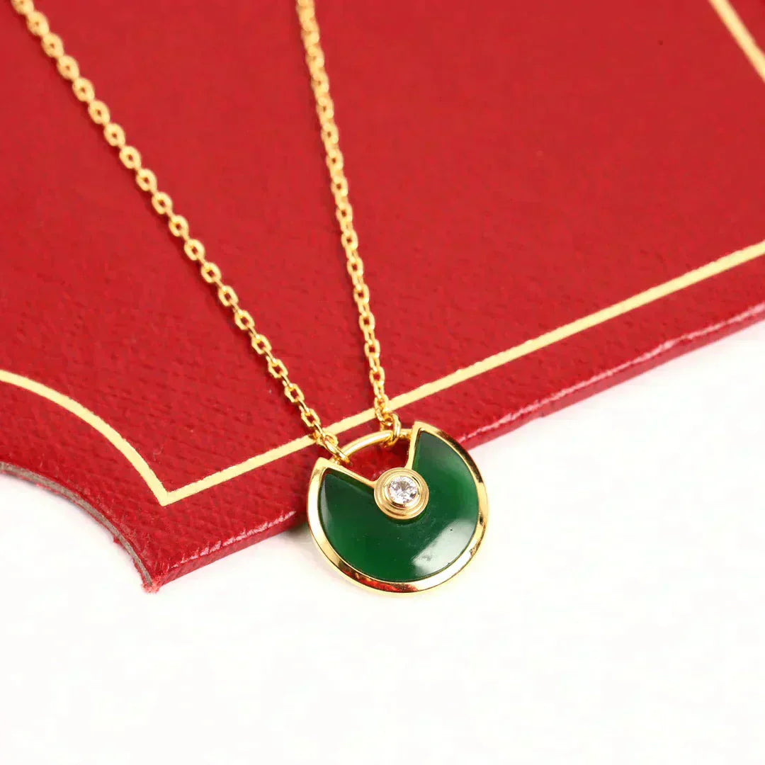 [CharmAmor]AMULETTE GOLD MALACHITE NECKLACE