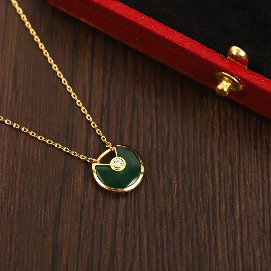[CharmAmor]AMULETTE GOLD MALACHITE NECKLACE