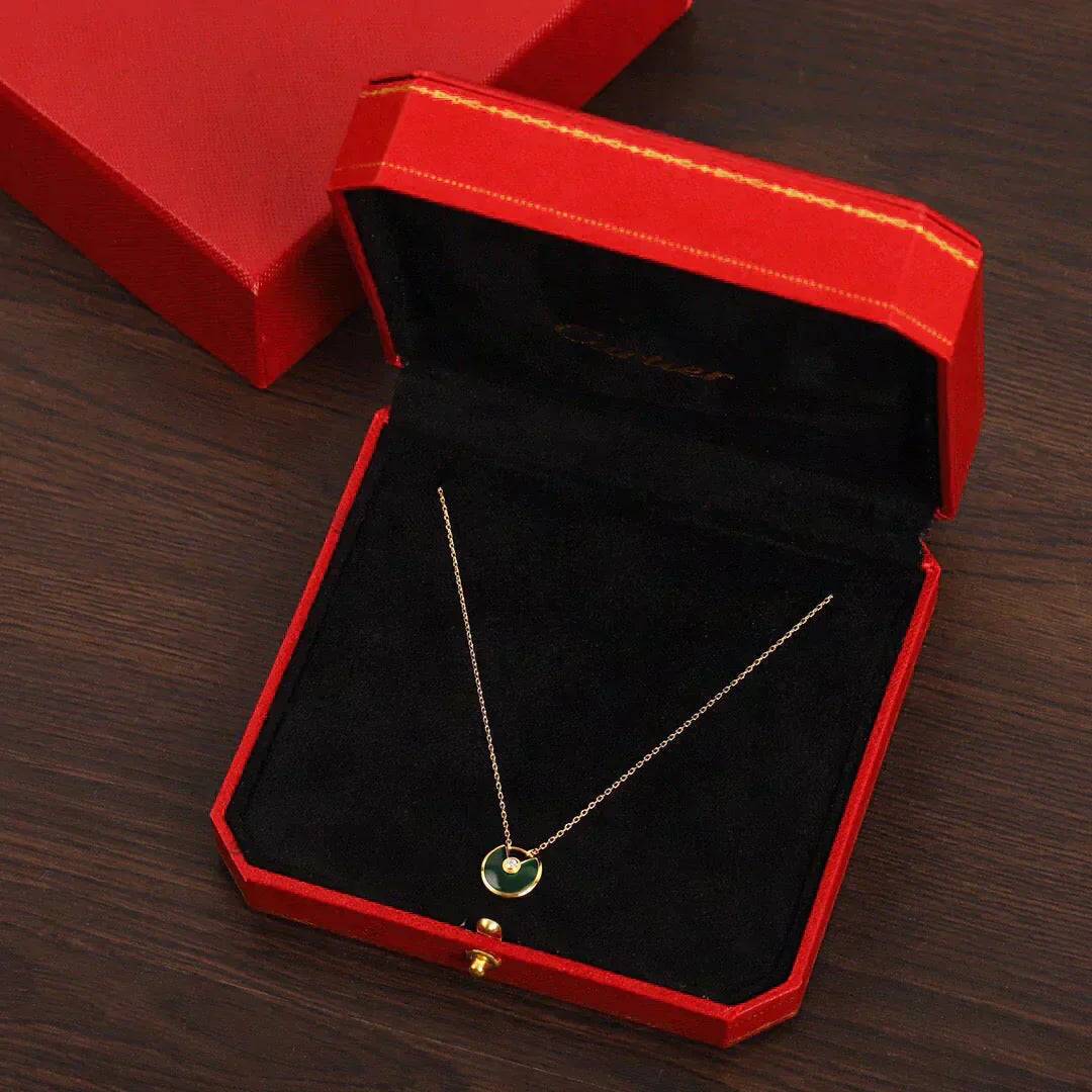 [CharmAmor]AMULETTE GOLD MALACHITE NECKLACE
