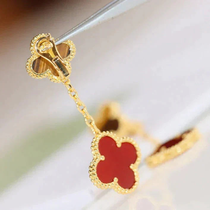 [CharmAmor]CLOVER  2 MOTIF  TIGER EYE CARNELIAN EARRINGS