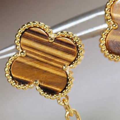 [CharmAmor]CLOVER  2 MOTIF  TIGER EYE CARNELIAN EARRINGS