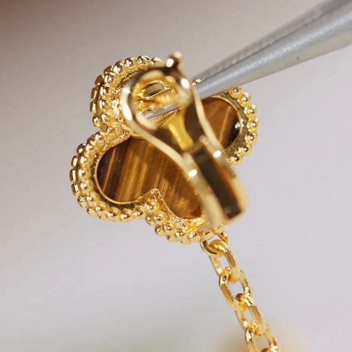 [CharmAmor]CLOVER  2 MOTIF  TIGER EYE CARNELIAN EARRINGS