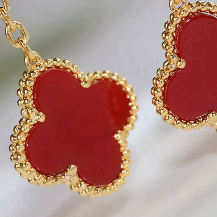 [CharmAmor]CLOVER  2 MOTIF  TIGER EYE CARNELIAN EARRINGS