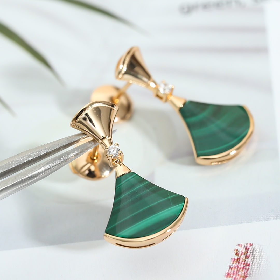 [CharmAmor]DREAM MALACHITE PINK GOLD EARRINGS