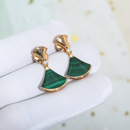 [CharmAmor]DREAM MALACHITE PINK GOLD EARRINGS