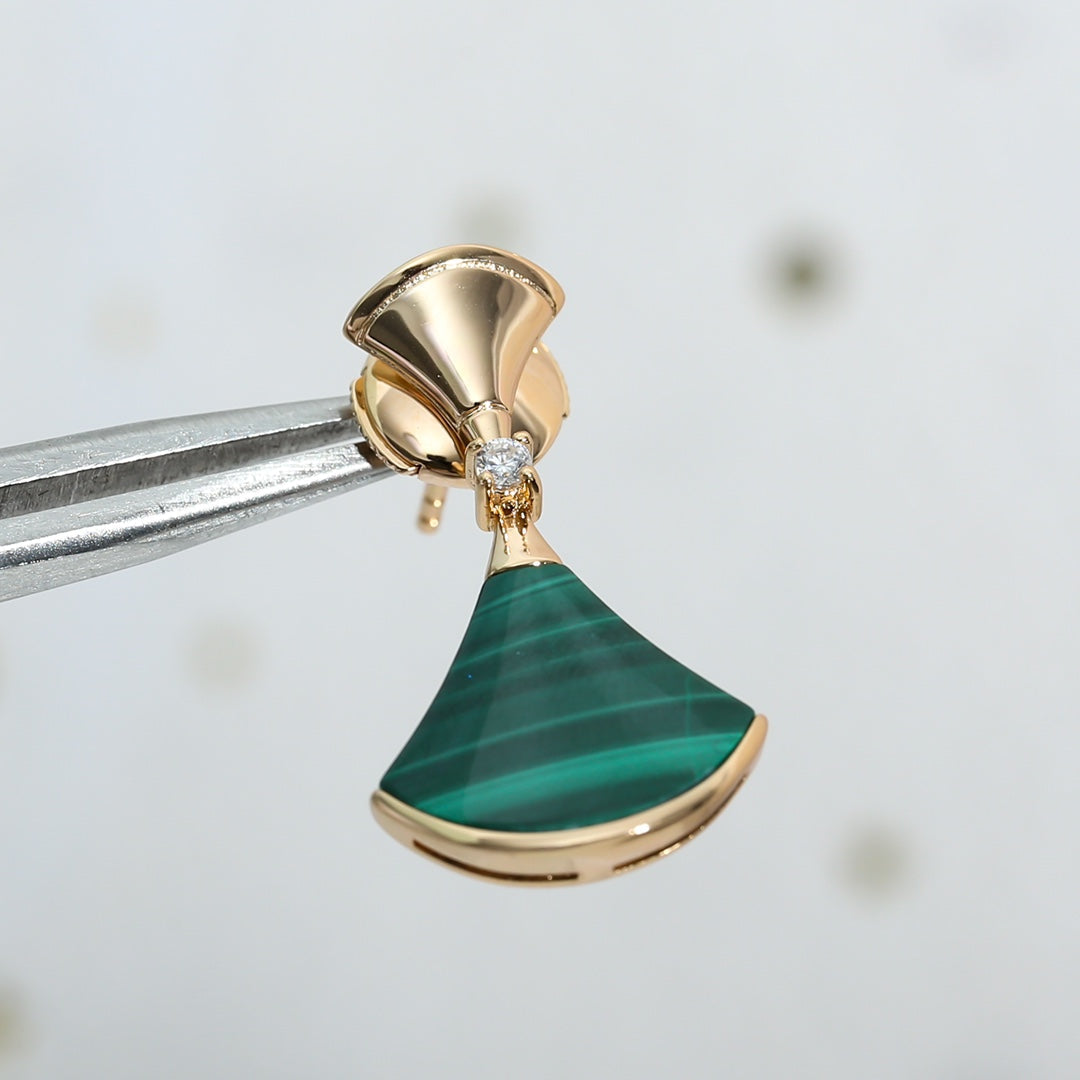 [CharmAmor]DREAM MALACHITE PINK GOLD EARRINGS