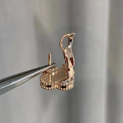[CharmAmor]CLOVER MEDIUM 1 MOTIFS  PINK MOP DIAMOND EARRINGS
