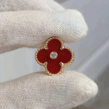 [CharmAmor]CLOVER MEDIUM 1 MOTIFS CARNELIAN  DIAMOND earrings