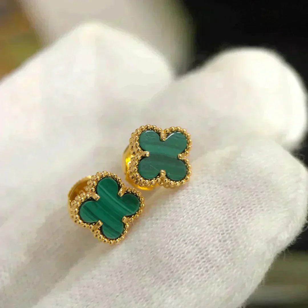 [CharmAmor]CLOVER MINI 9.5MM MALACHITE  EARRINGS