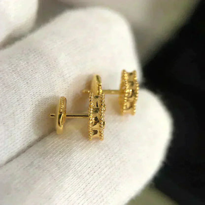 [CharmAmor]CLOVER MINI 9.5MM MALACHITE  EARRINGS