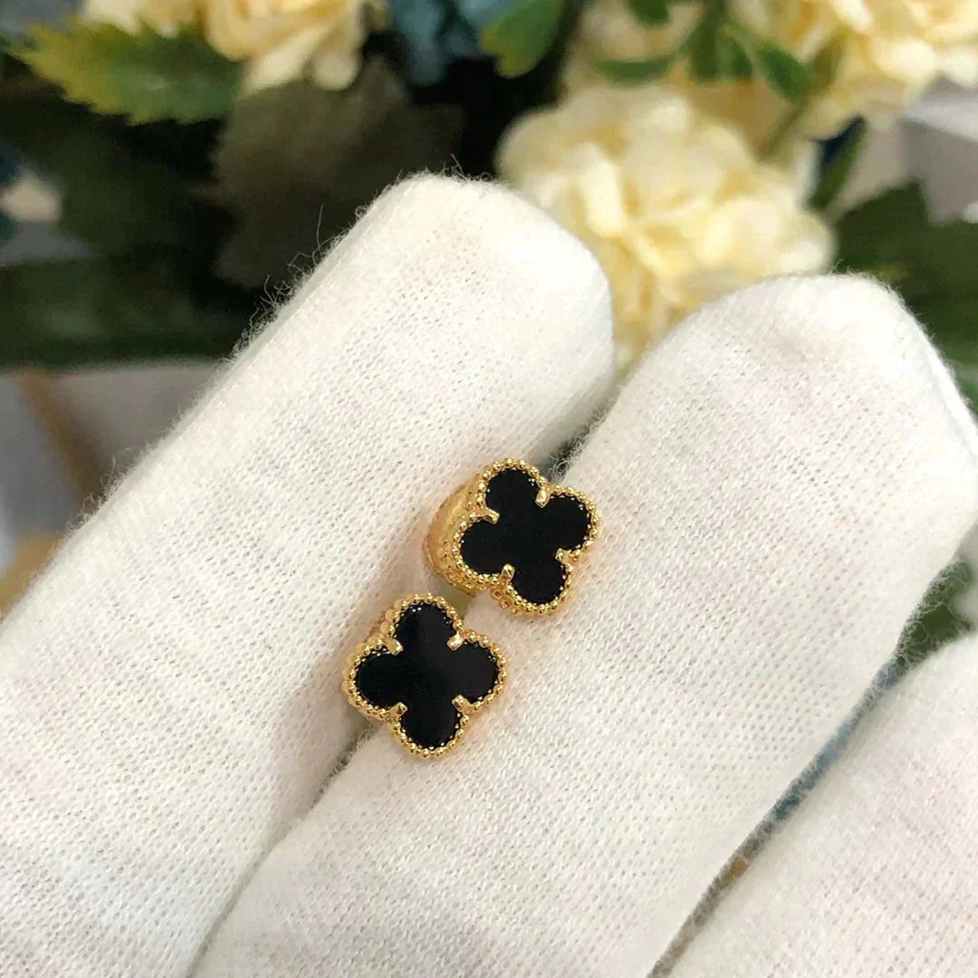 [CharmAmor]CLOVER MINI 9.5MM BLACK MOP EARRINGS