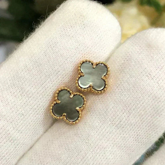 [CharmAmor]CLOVER MINI 9.5MM GRAY MOP EARRINGS