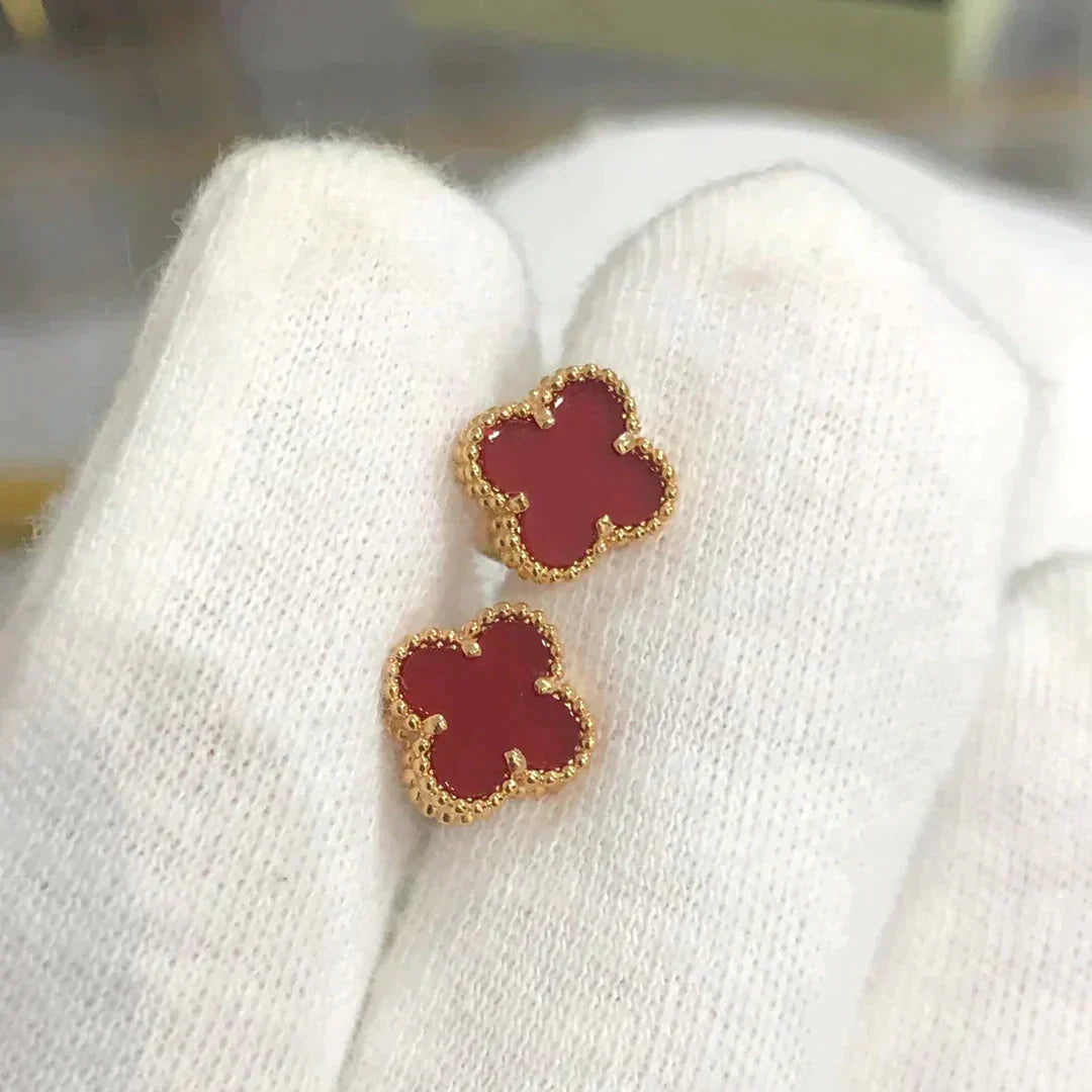 [CharmAmor]CLOVER MINI 9.5MM CARNELIAN EARRINGS