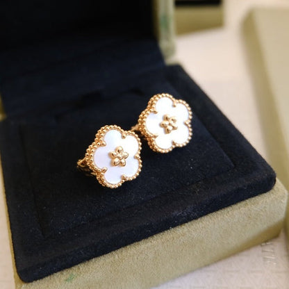 [CharmAmor]LUCKY PINK GOLD WHITE MOP EARRINGS